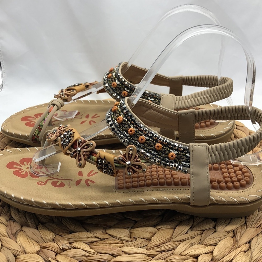 Harence Embellished Comfort Sling Back Sandals Size Euro 41 USA 9.5 - Picture 6 of 10